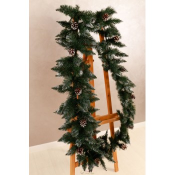 Гірлянда зі штучної хвої засніжена з шишками L-2,8м